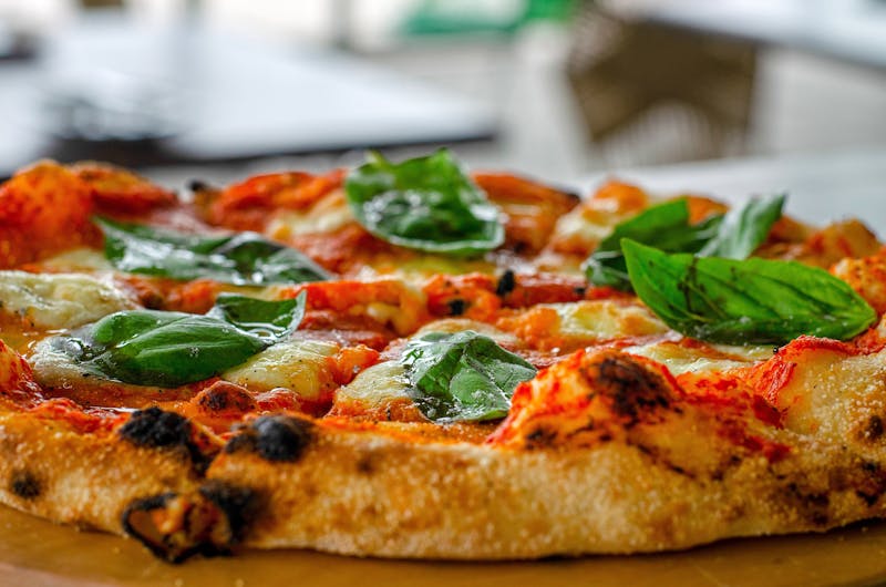 Anthony's coal fired margherita pizza with fresh basil